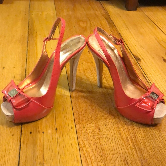 Pink and Beige bcbgeneration platform peeptoe heel - Picture 4 of 6